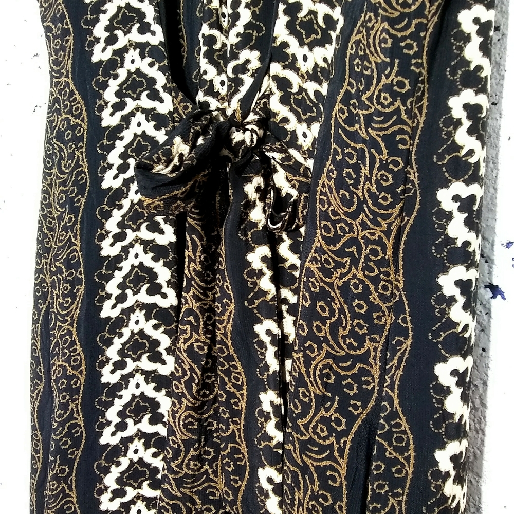 Vintage Script Small Sleeveless Lined Mini Dress With Ties - Picture 6 of 8